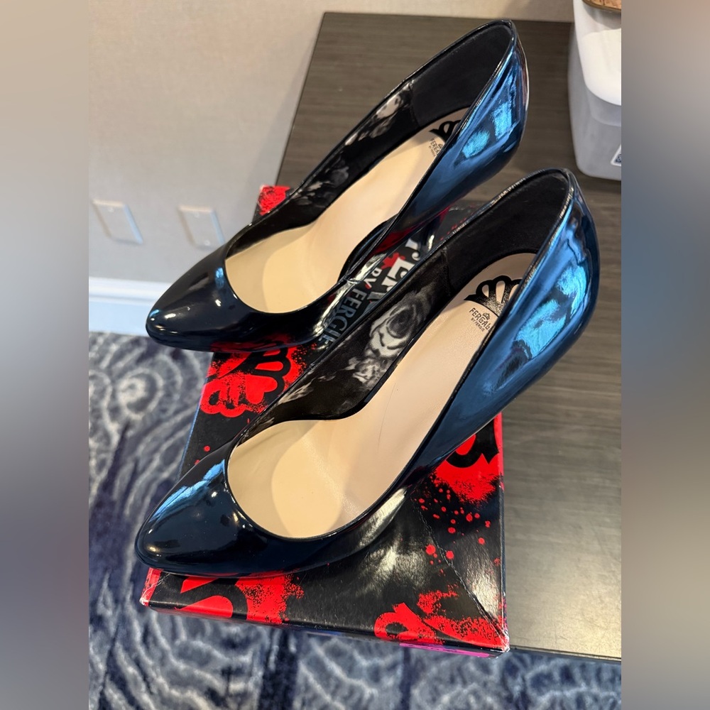 Fergalicious Shiny Black Heels